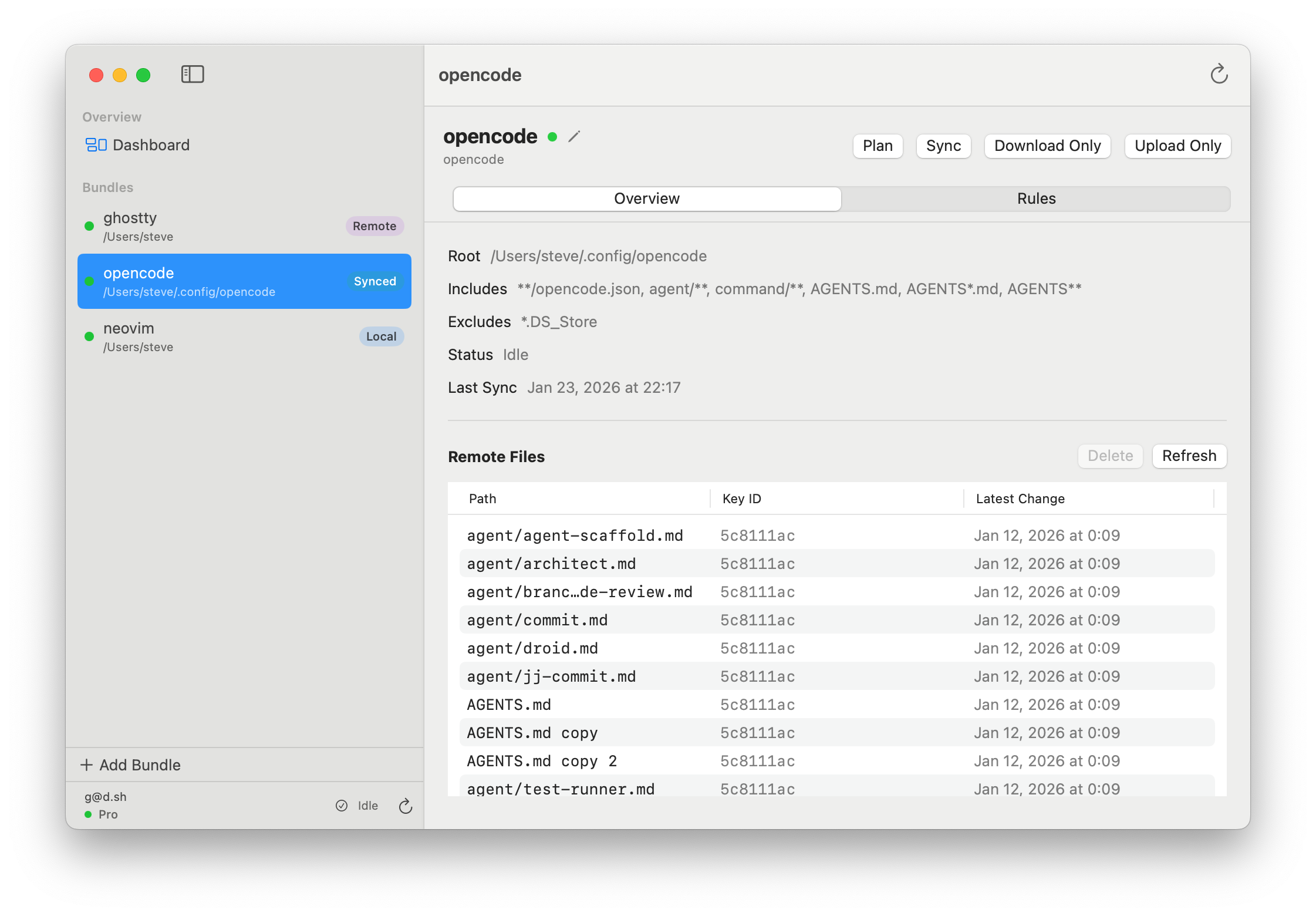 Synclet (ex ConfigMesh) main window